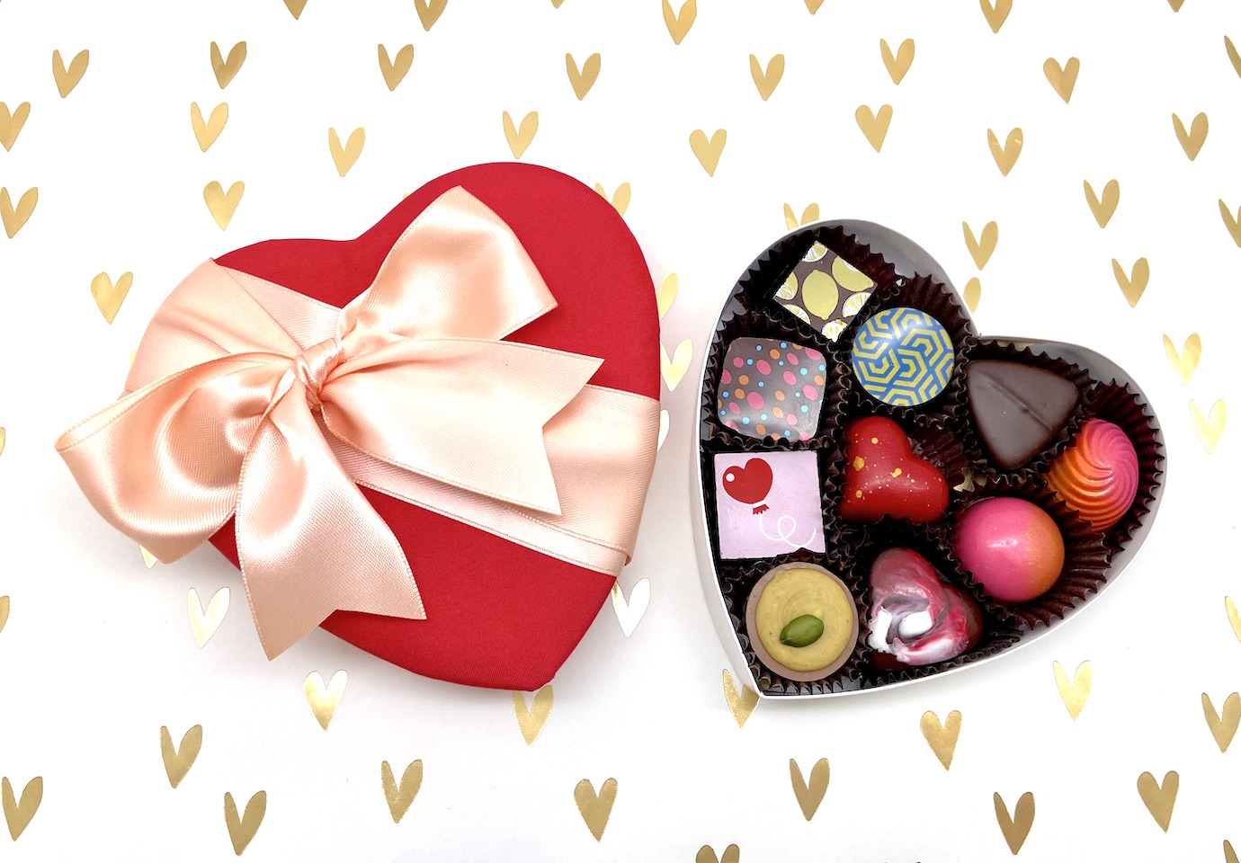 10pc Red Satin Heart