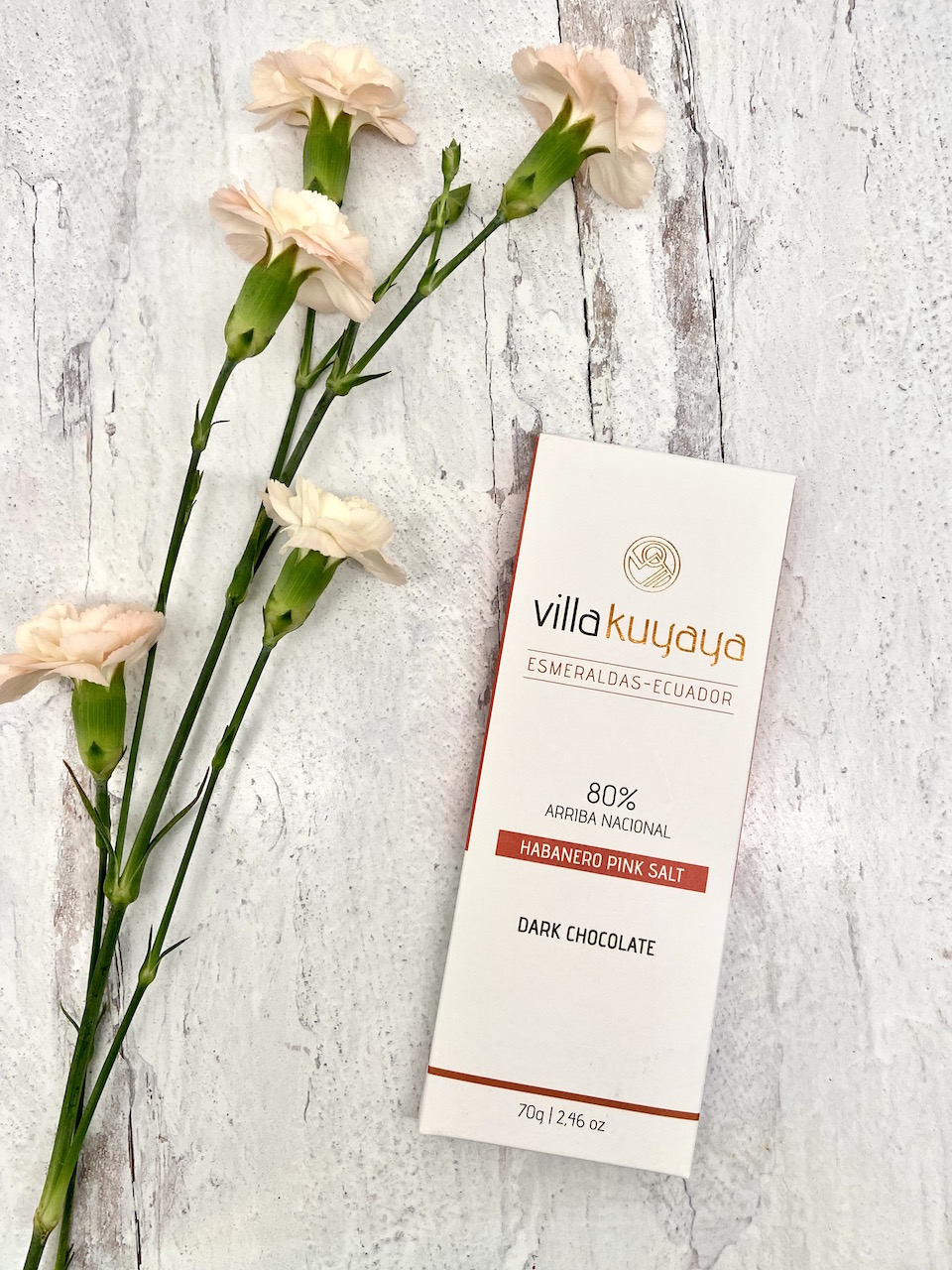 VillaKuyaya Habanero Pink Salt 80% Dark Chocolate