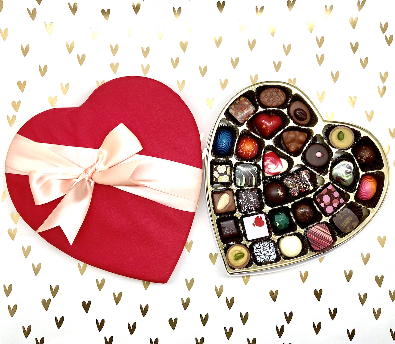 29pc Red Satin Heart