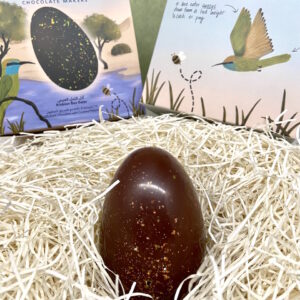 Mirzam Easter Egg 62% Dark Chocolate with Crushed Pistachio (Arabian Bee Eater)
