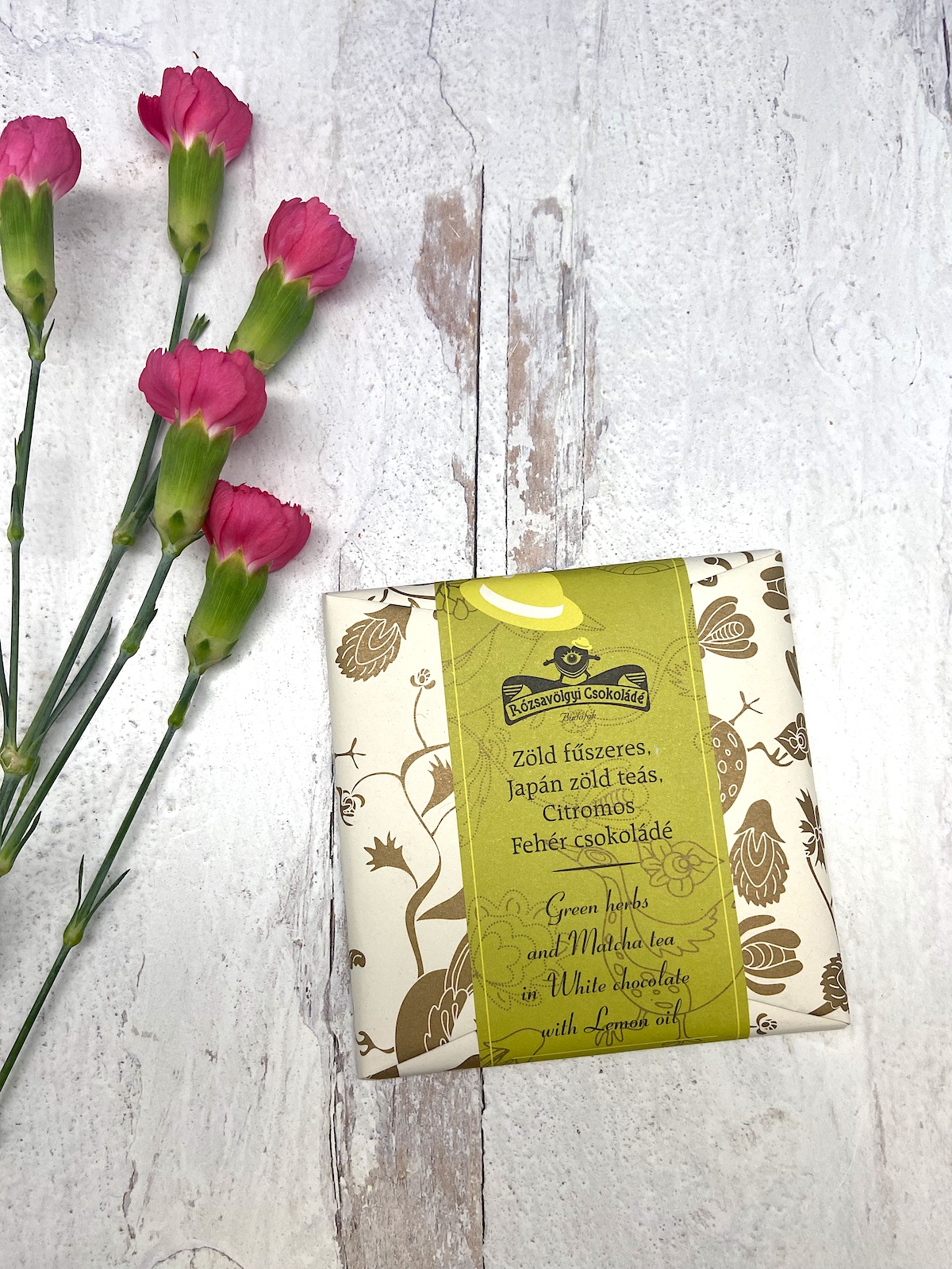 Rozsavolgyi Csokolade White Chocolate with Lemon Oil and Matcha