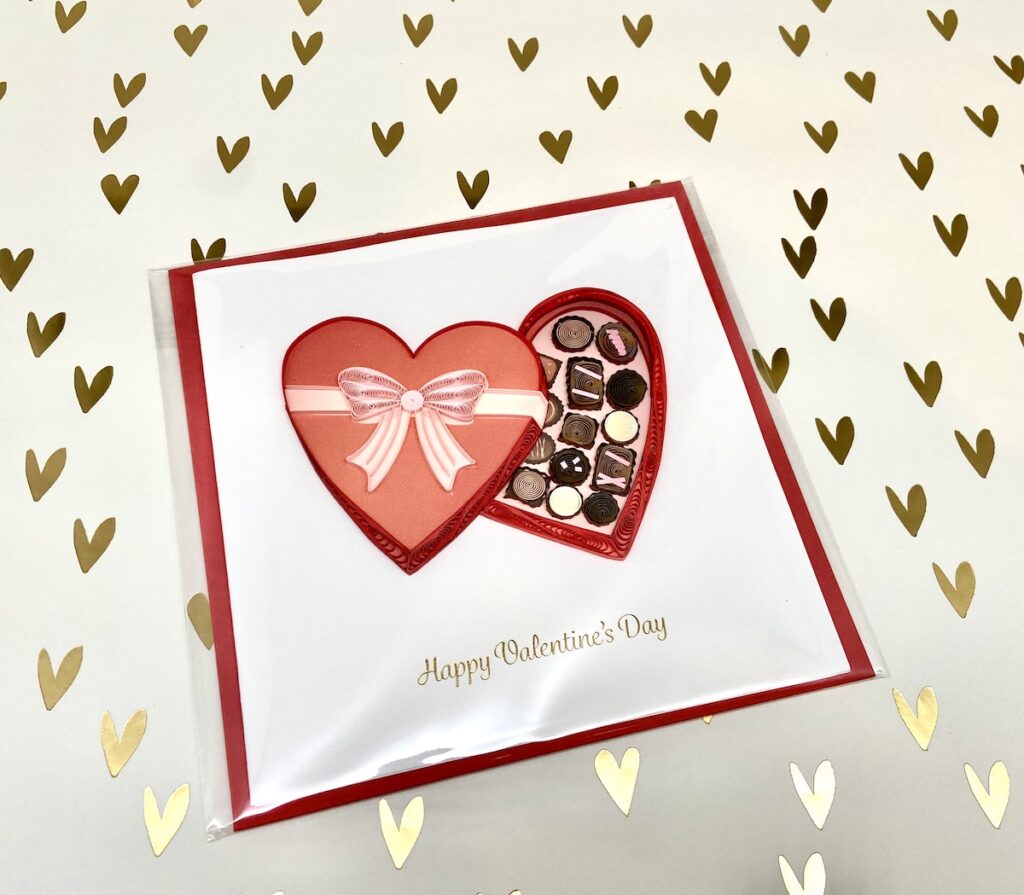 Valentine’s Day 3D Quilled Greeting Card – Truffle Box