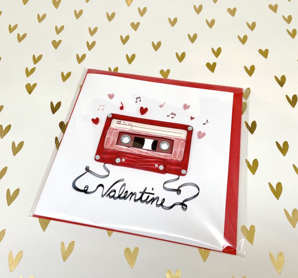 Valentine’s Day 3D Quilled Greeting Card – Love Mixtape