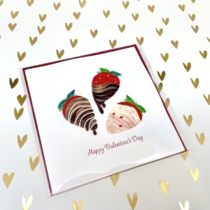 Valentine’s Day 3D Quilled Greeting Card – Chocolate Covered Strawberries