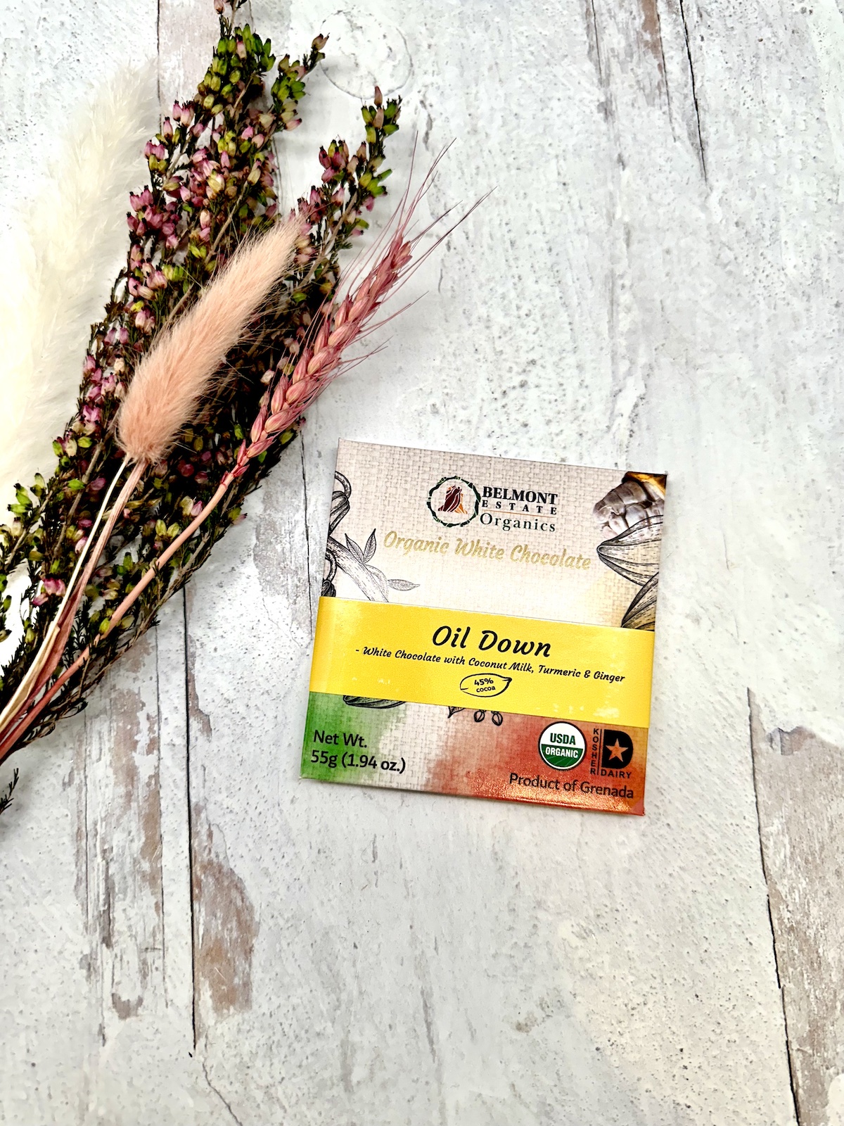 Belmont Estate Organics Oil Down White Chocolate 45%