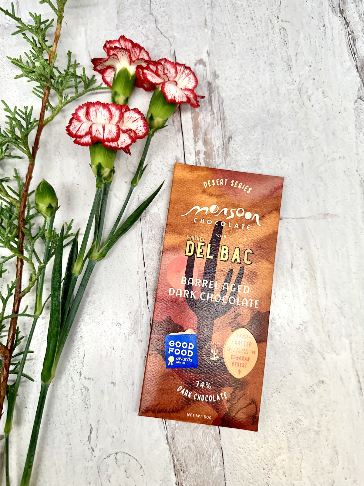 Monsoon Whiskey del Bac Barrel-Aged Dark Chocolate 74%