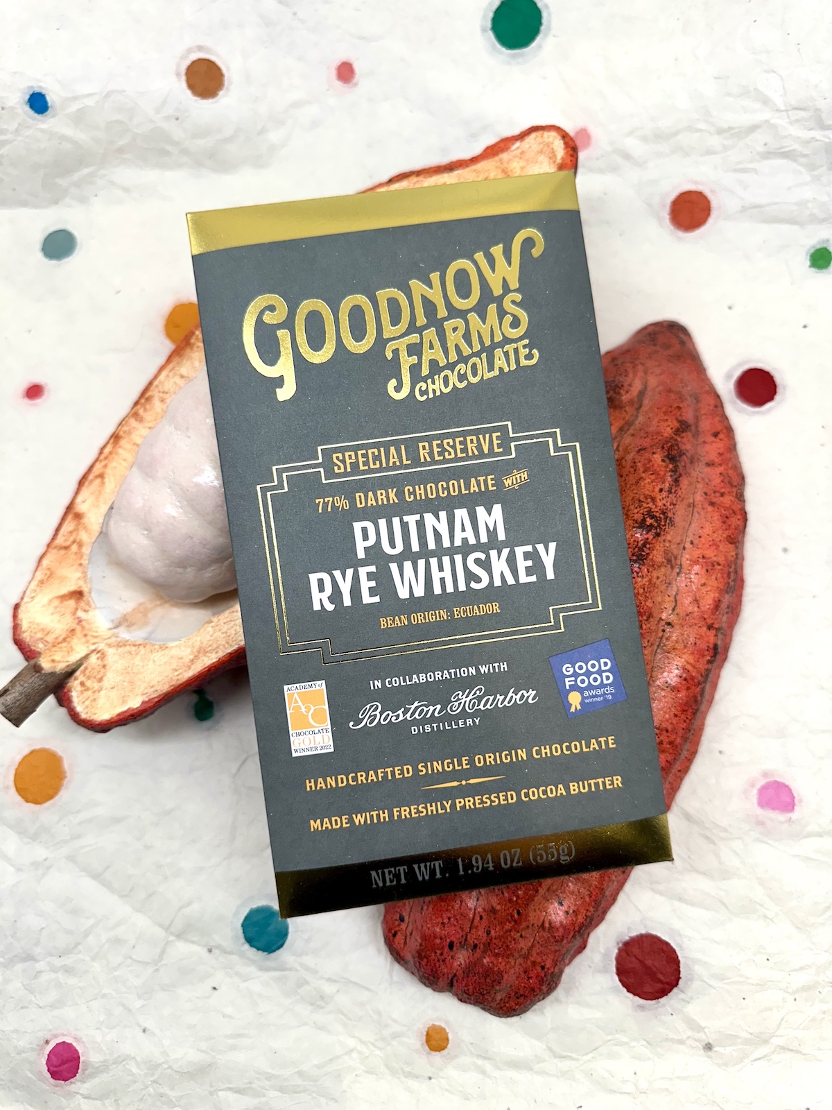 Goodnow Farms Putnam Rye Whiskey Dark Chocolate 77%