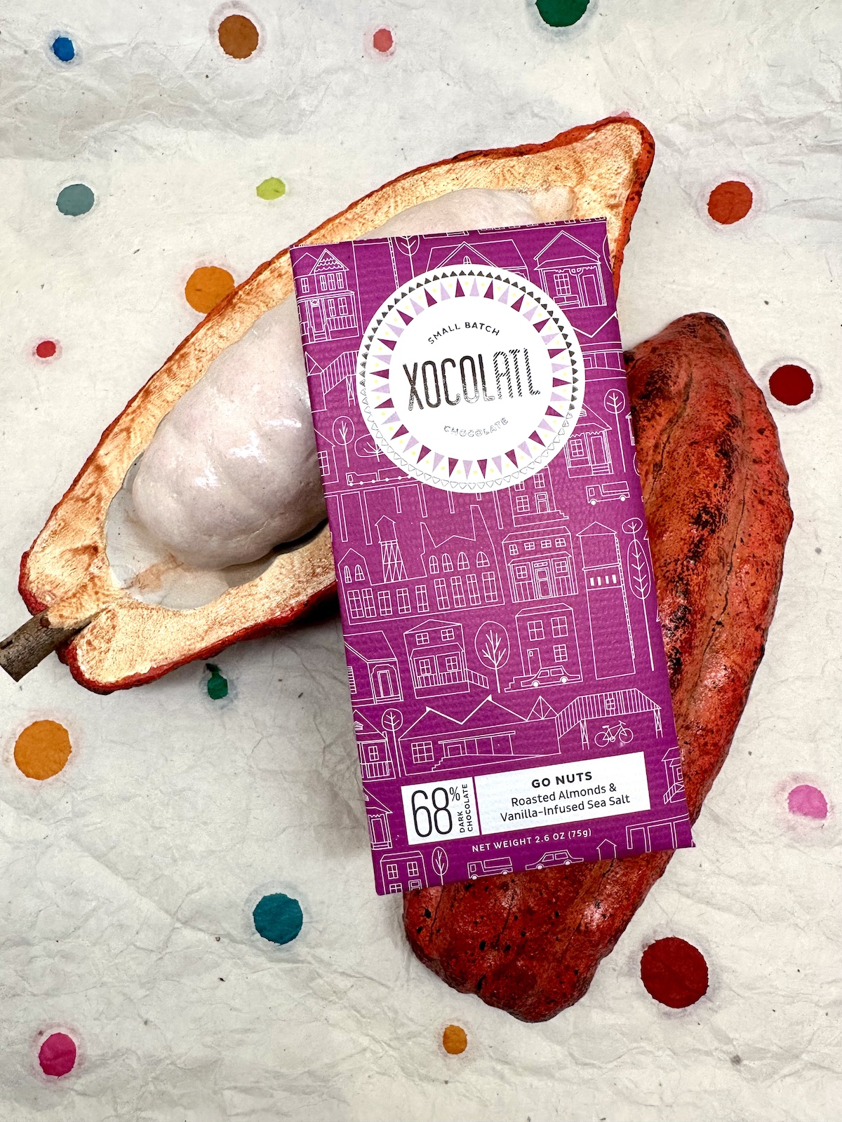 Xocolatl Go Nuts Roasted Almonds & Vanilla Sea Salt Dark Chocolate 68%