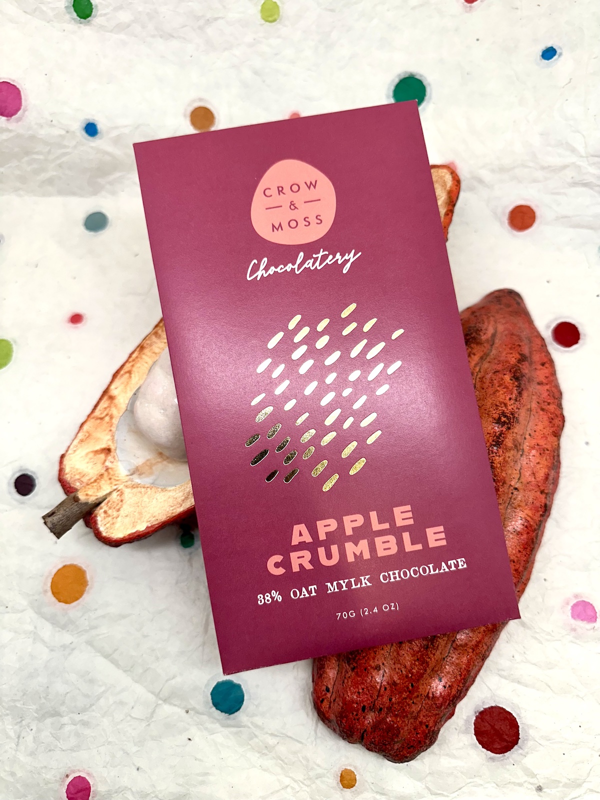 Crow & Moss Apple Crumble Oat Mylk Chocolate 38%