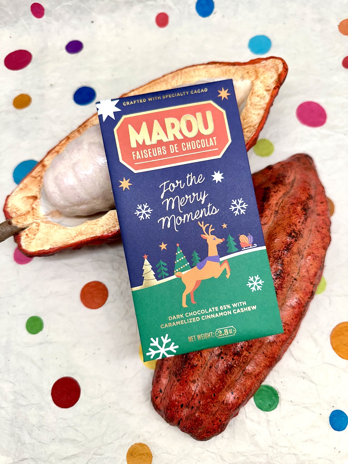 Marou For the Merry Moments – Dark Chocolate with Caramelized Cinnamon Cashew 65%
