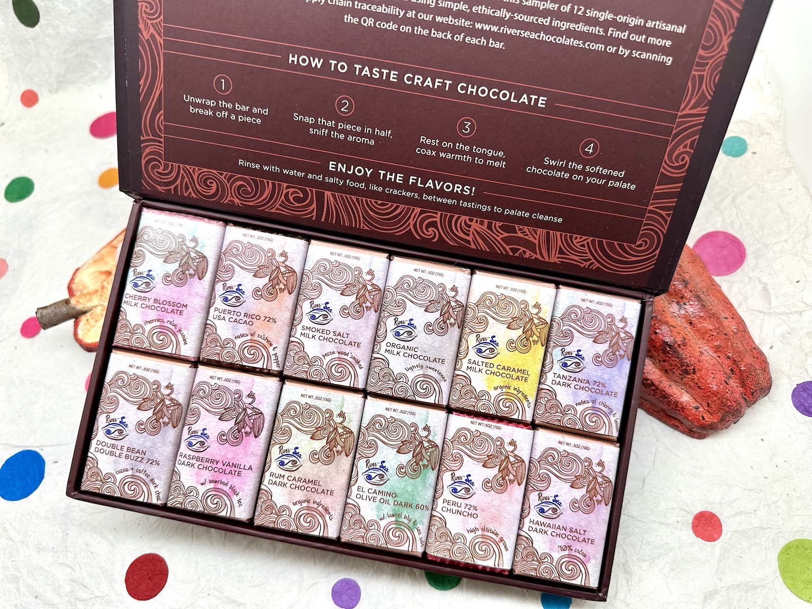 River Sea Chocolate 12 Mini Bar Sampler Gift Box set