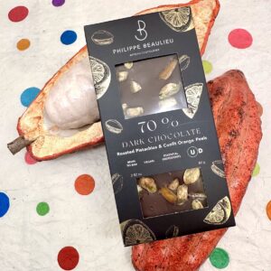 Philippe Beaulieu Roasted Pistachios & Confit Orange Peels Dark 70%