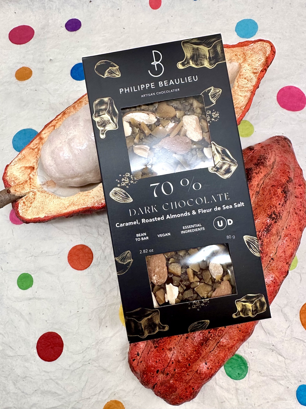 Philippe Beaulieu Caramel Roasted Almonds & Fleur de Sel Dark 70%