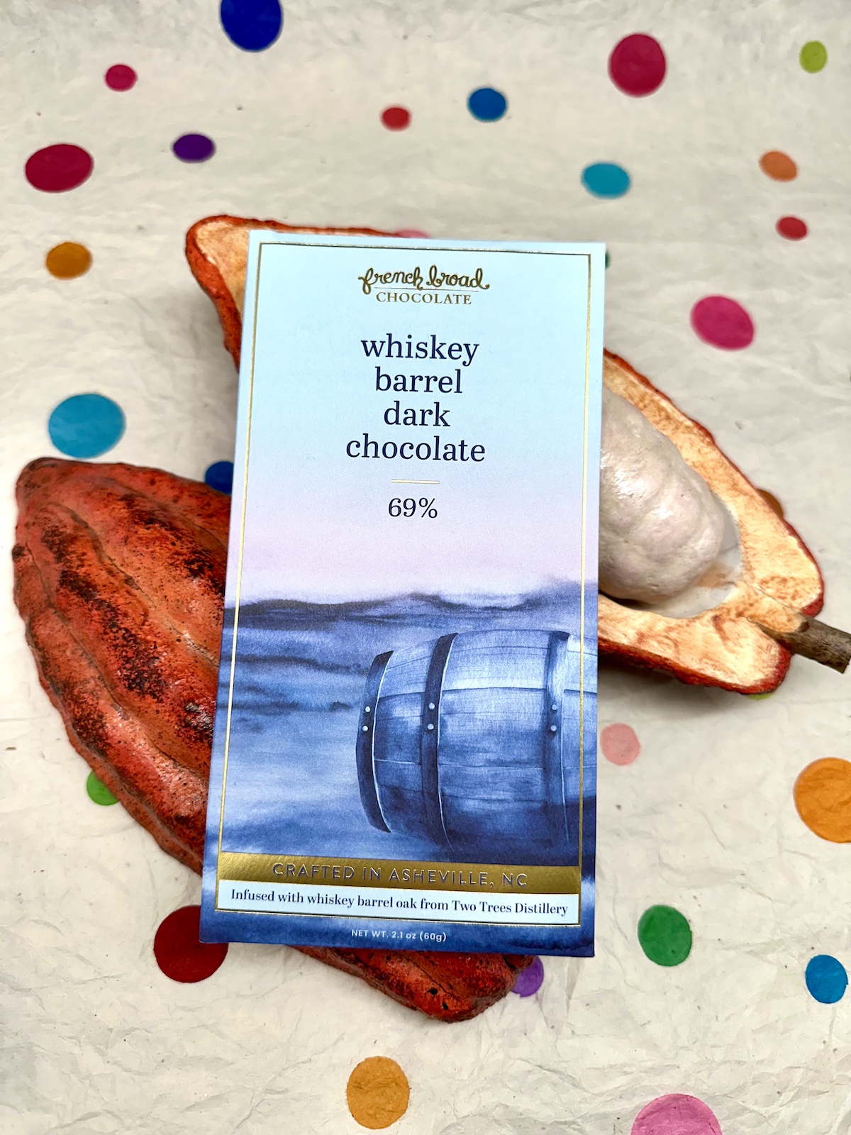 French Broad Whiskey Barrel Dark Chocolate 69%